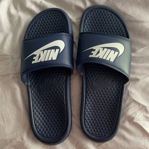 Blue Nike Slides